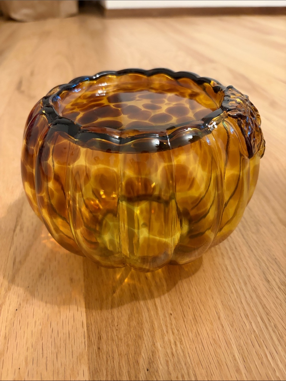 Bath & Body Works Glass Tortoise Shell Pumpkin Candle Holder - Picture 5 of 7